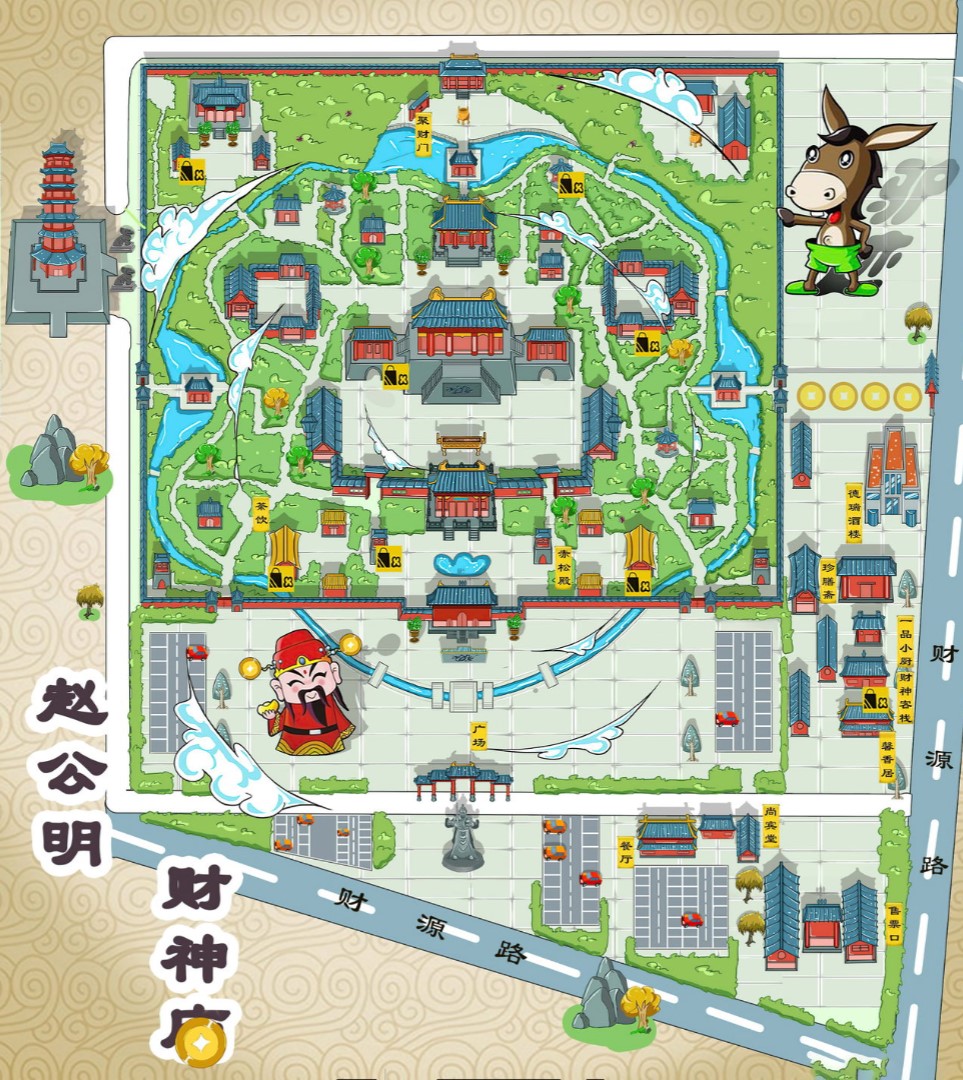 朔城寺庙类手绘地图